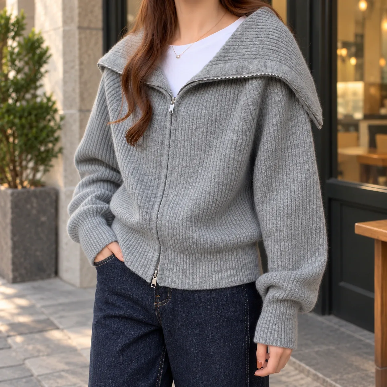 Manon Sailor Collar Cardigan - In use; styling accessories not included