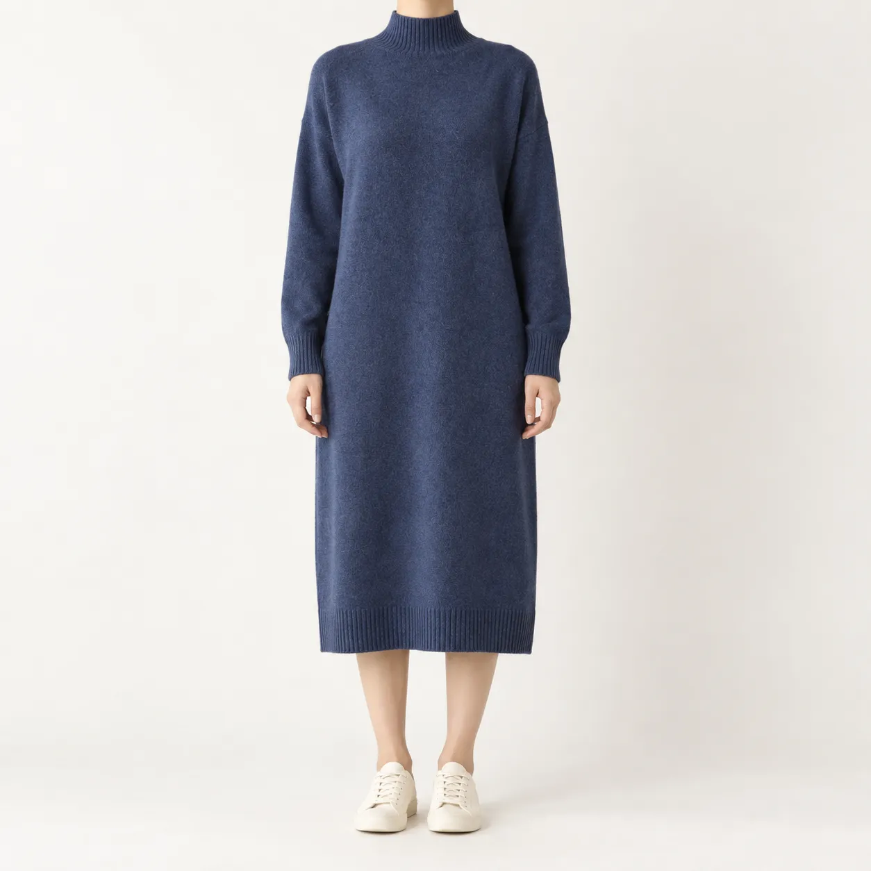 Celine Mock Neck Dress in Navy: lead photograph