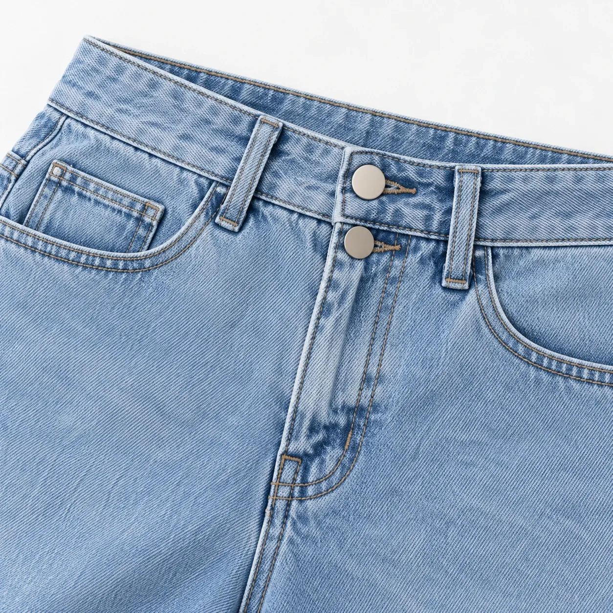 Florine Cuffed Denim Shorts - Light Blue construction detail; styling accessories not included