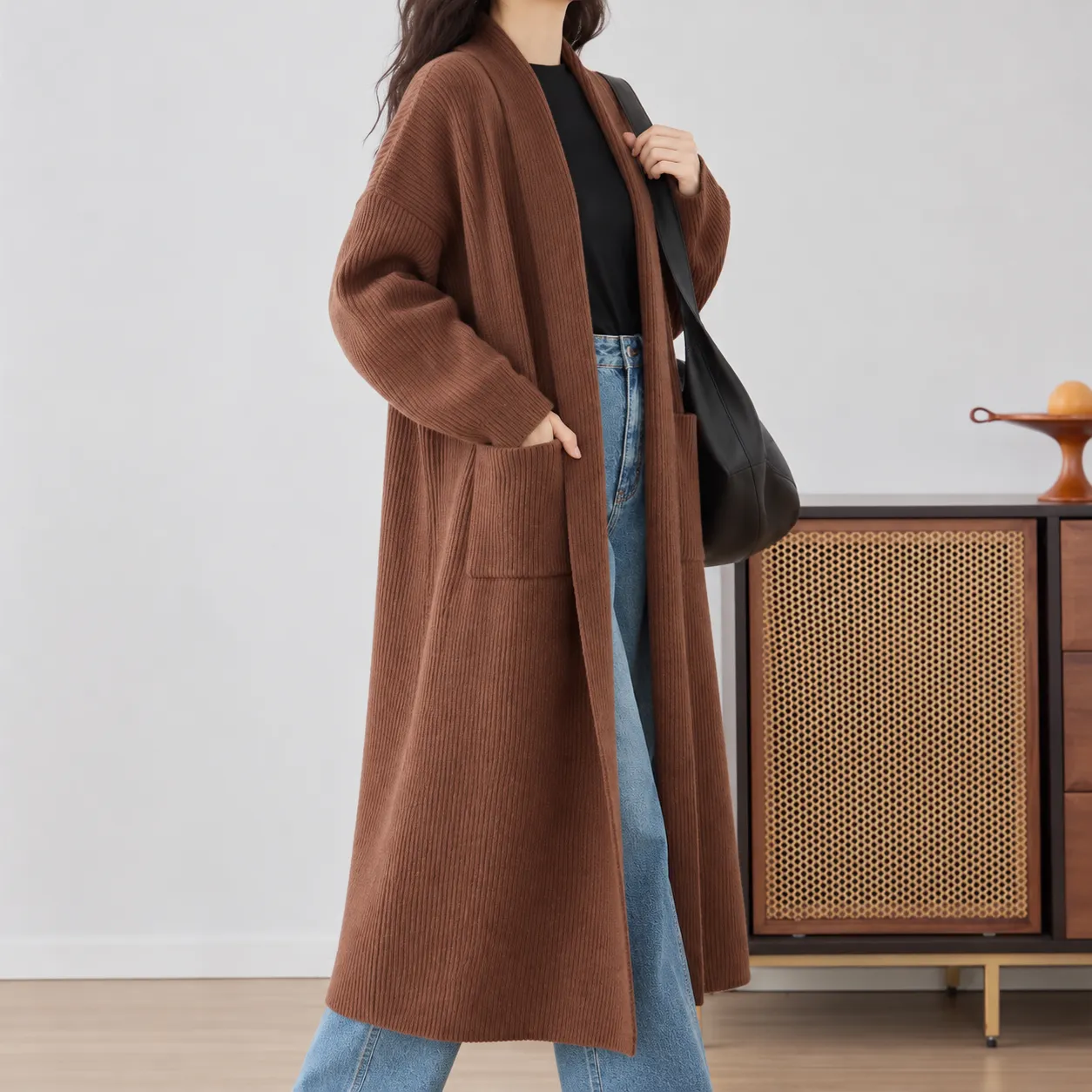 Noemie Longline Cardigan in Caramel: alternate photograph