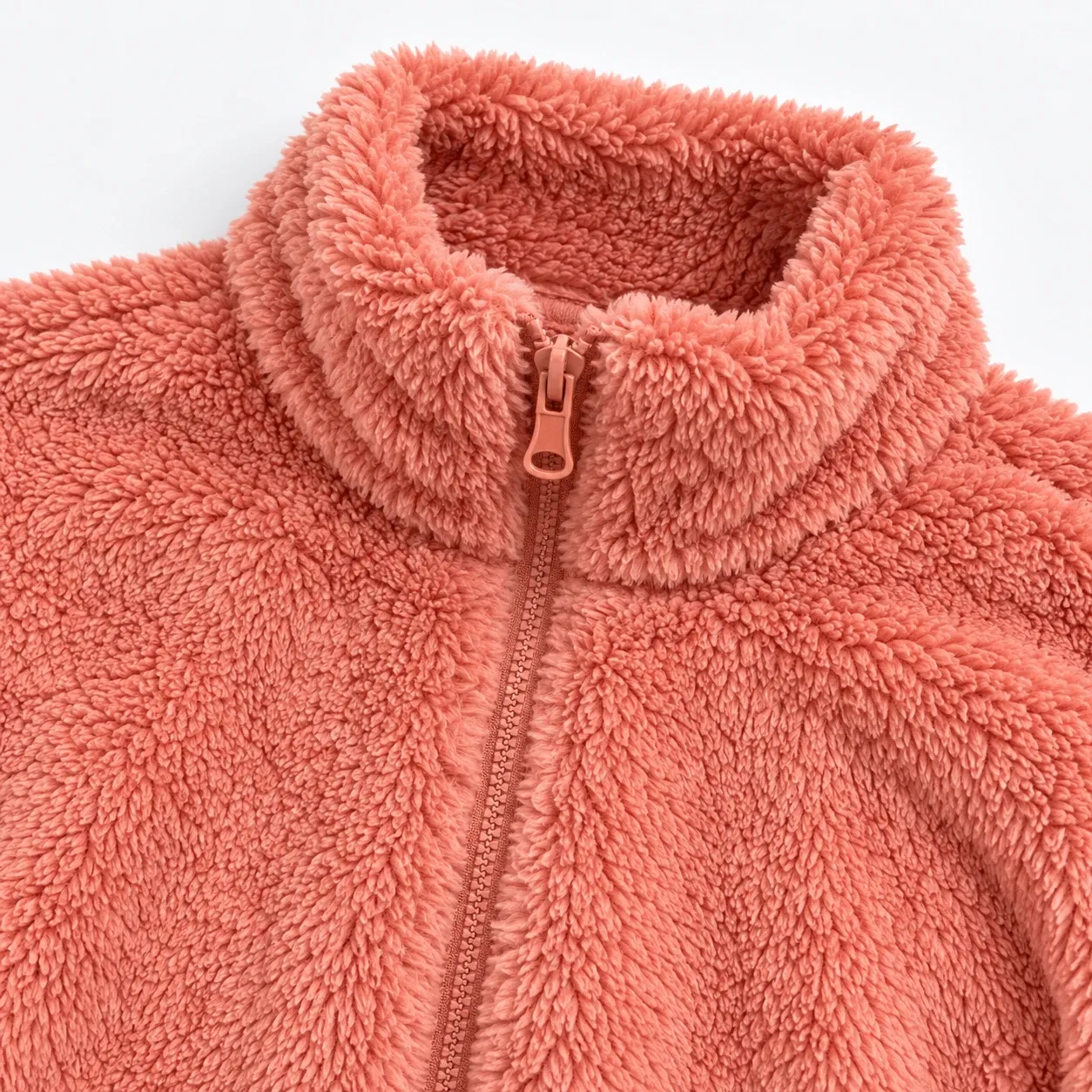 Lison Fleece Zip Jacket - Coral construction detail; styling accessories not included