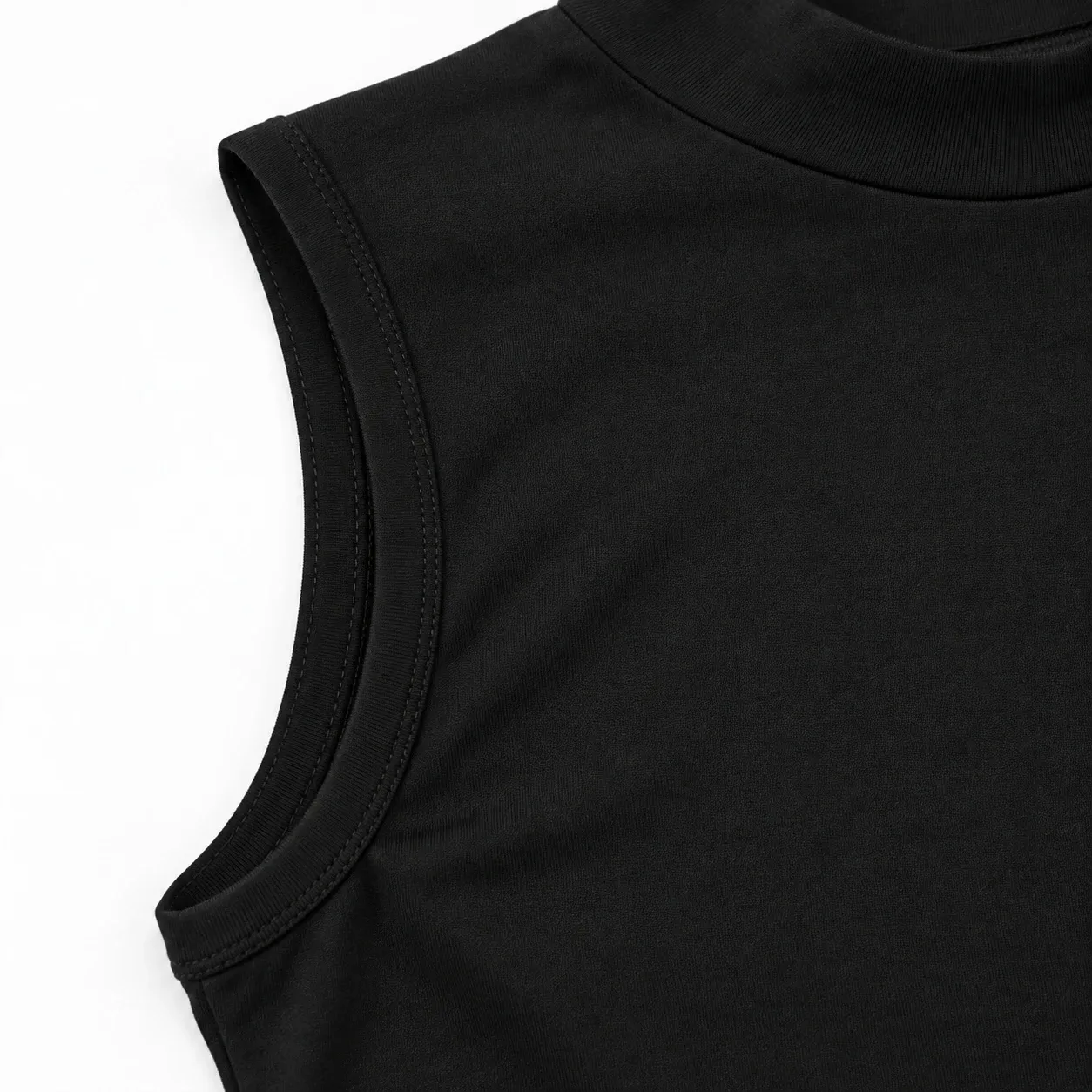 Alouette Mock-Neck Tank Top - Black construction detail; styling accessories not included