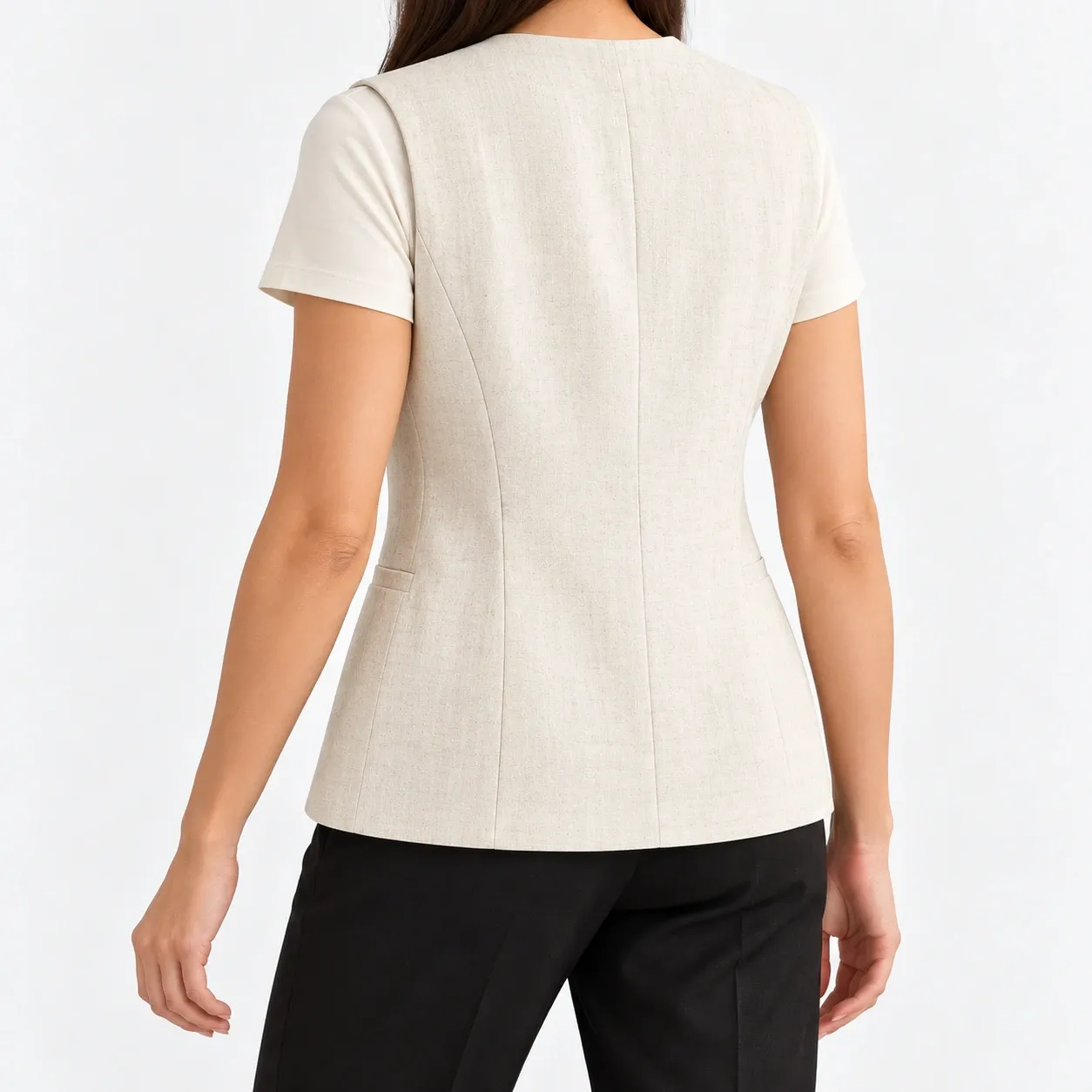 Oriane Tailored Vest - Off White supported alternative fit; styling accessories not included