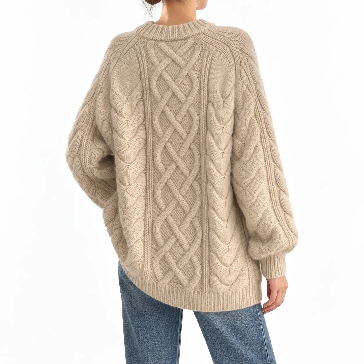 Vivienne Cable Knit Sweater in Beige White: alternate photograph