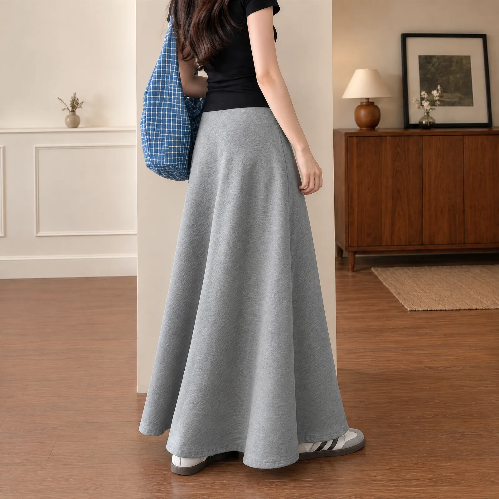 Cairn A-Line Maxi Skirt: use photograph of the selected Light gray supplier SKU