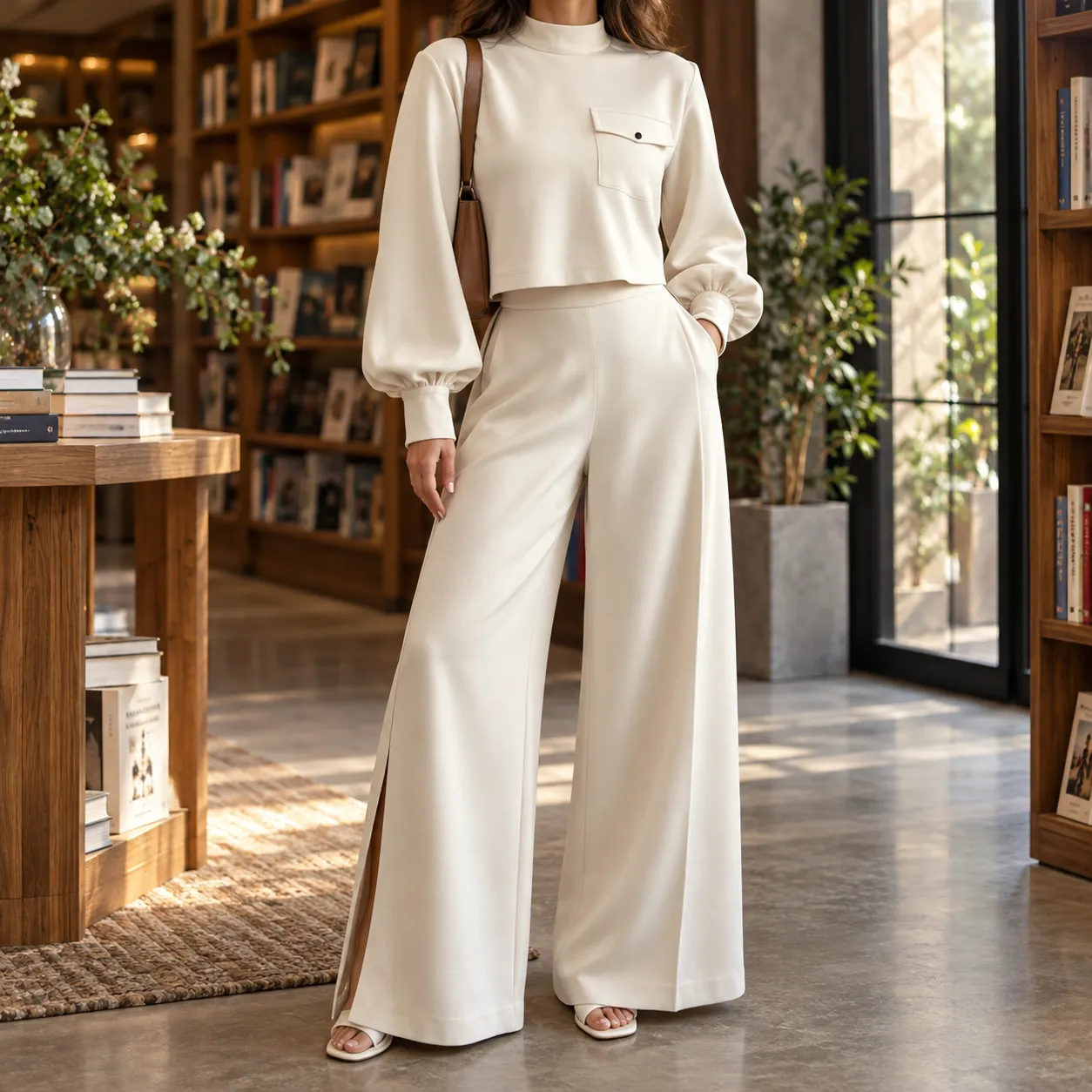 Odette Pocket Knit Set in Off White: lead photograph