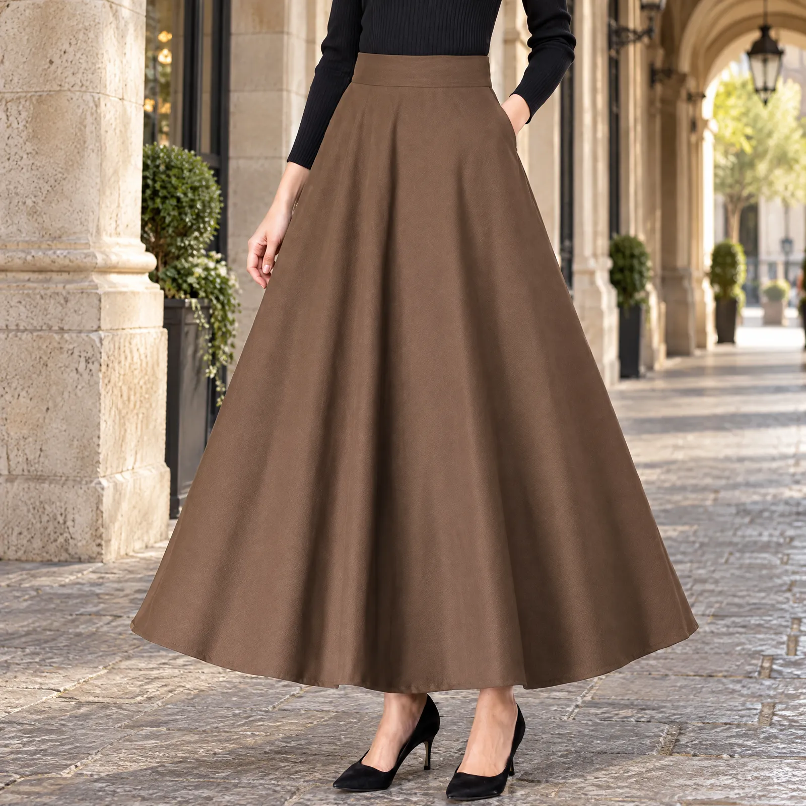 Willow Brown Flared Skirt: lead photograph of the selected Brown supplier color