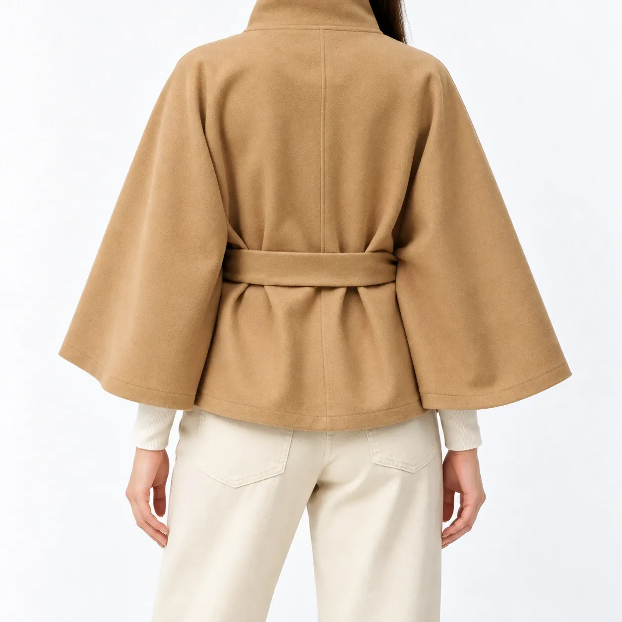 Claudine Belted Cape Jacket - Khaki rear fit; styling accessories not included