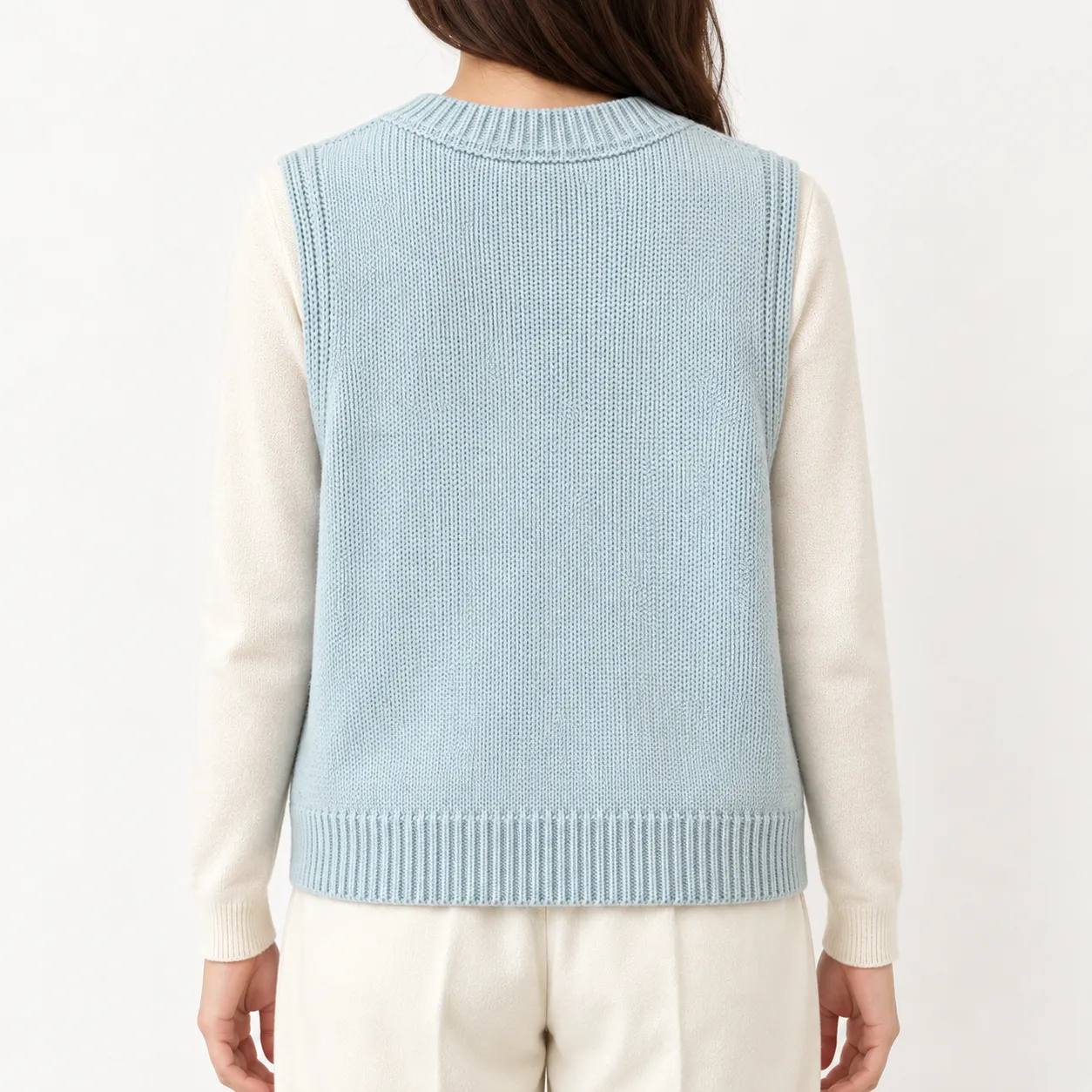 Elise Cable Knit Vest in Light Blue: alternate photograph