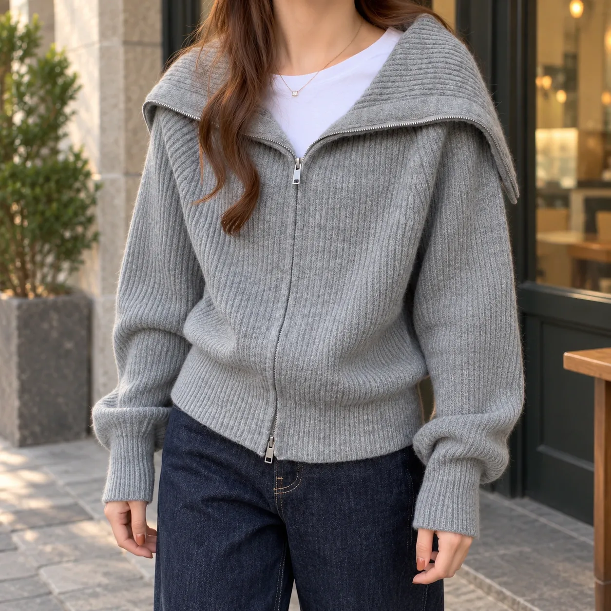 Manon Sailor Collar Cardigan - Full product; styling accessories not included