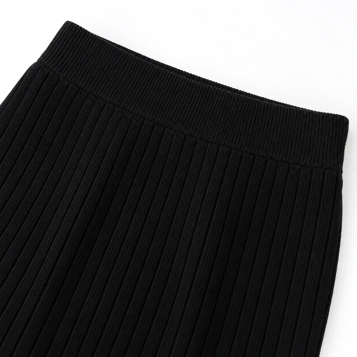 Mireille Ribbed Midi Skirt - Black construction detail; styling accessories not included