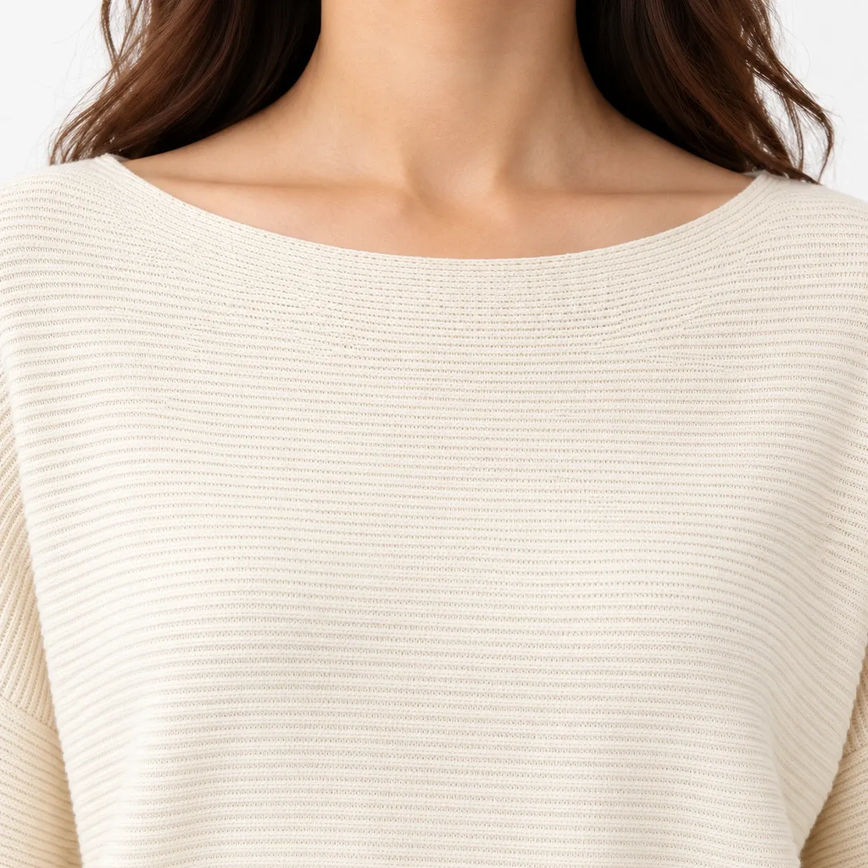 Isabeau Boat-Neck Knit Top - Cream construction detail; styling accessories not included