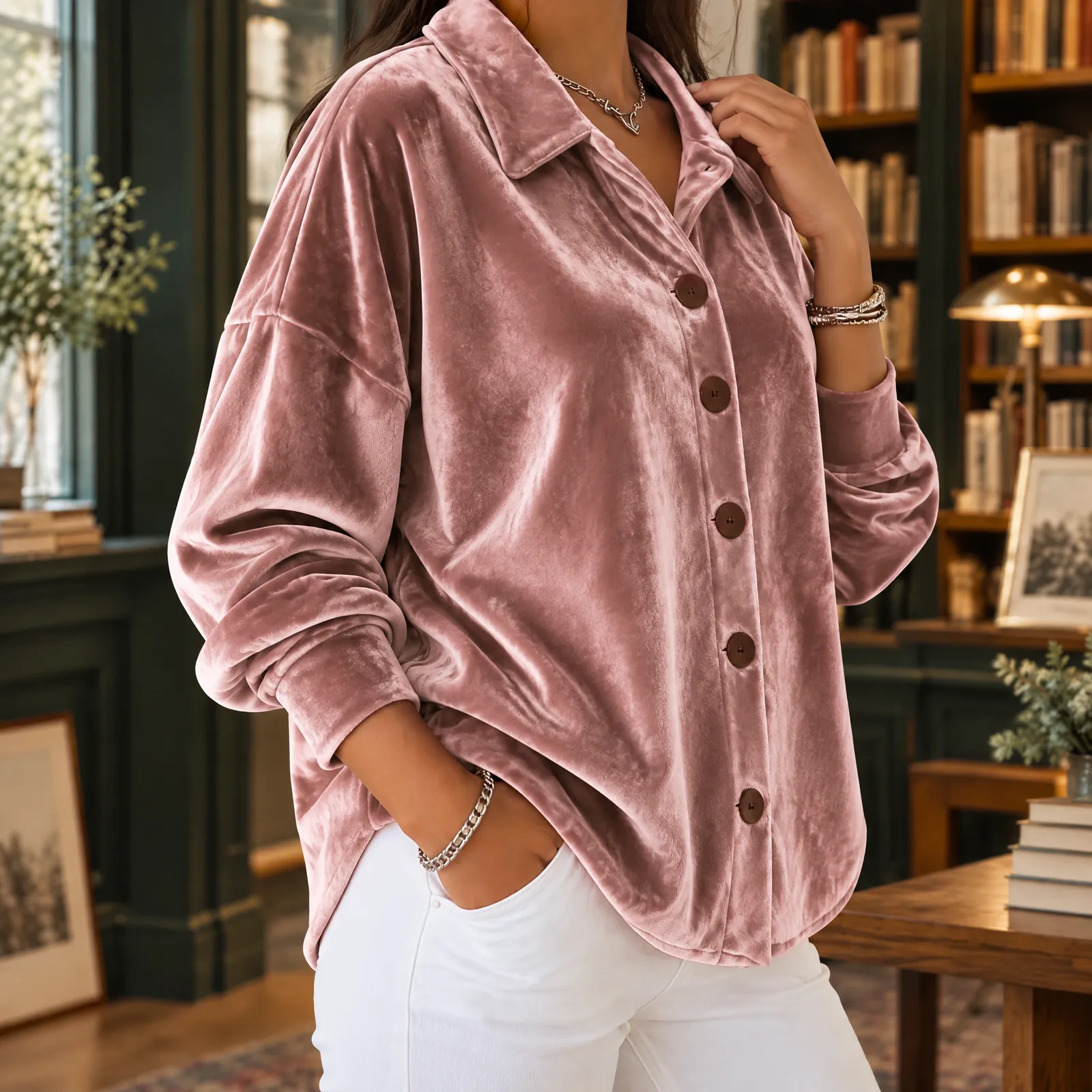 Hawkridge Velvet Shirt: styling view
