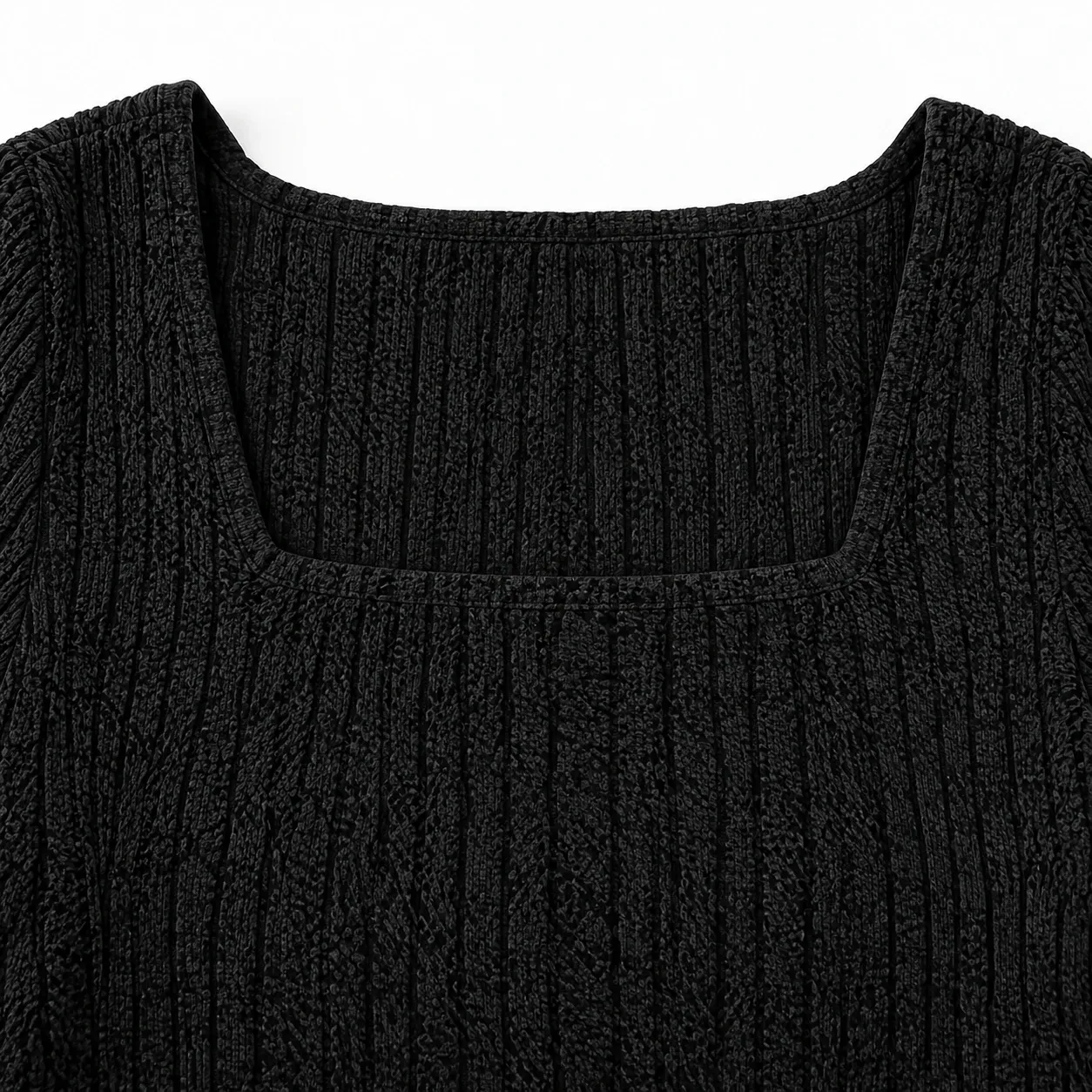 Aube Square-Neck Top - Black construction detail; styling accessories not included