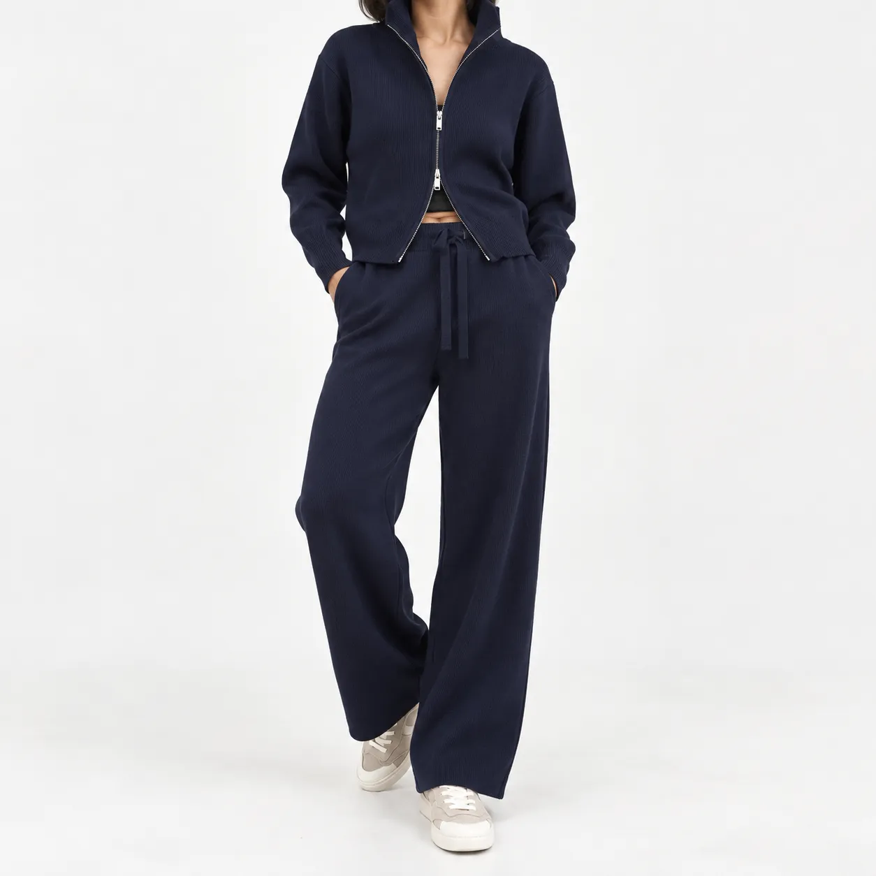 Ines Zip Knit Set in Navy: lead photograph