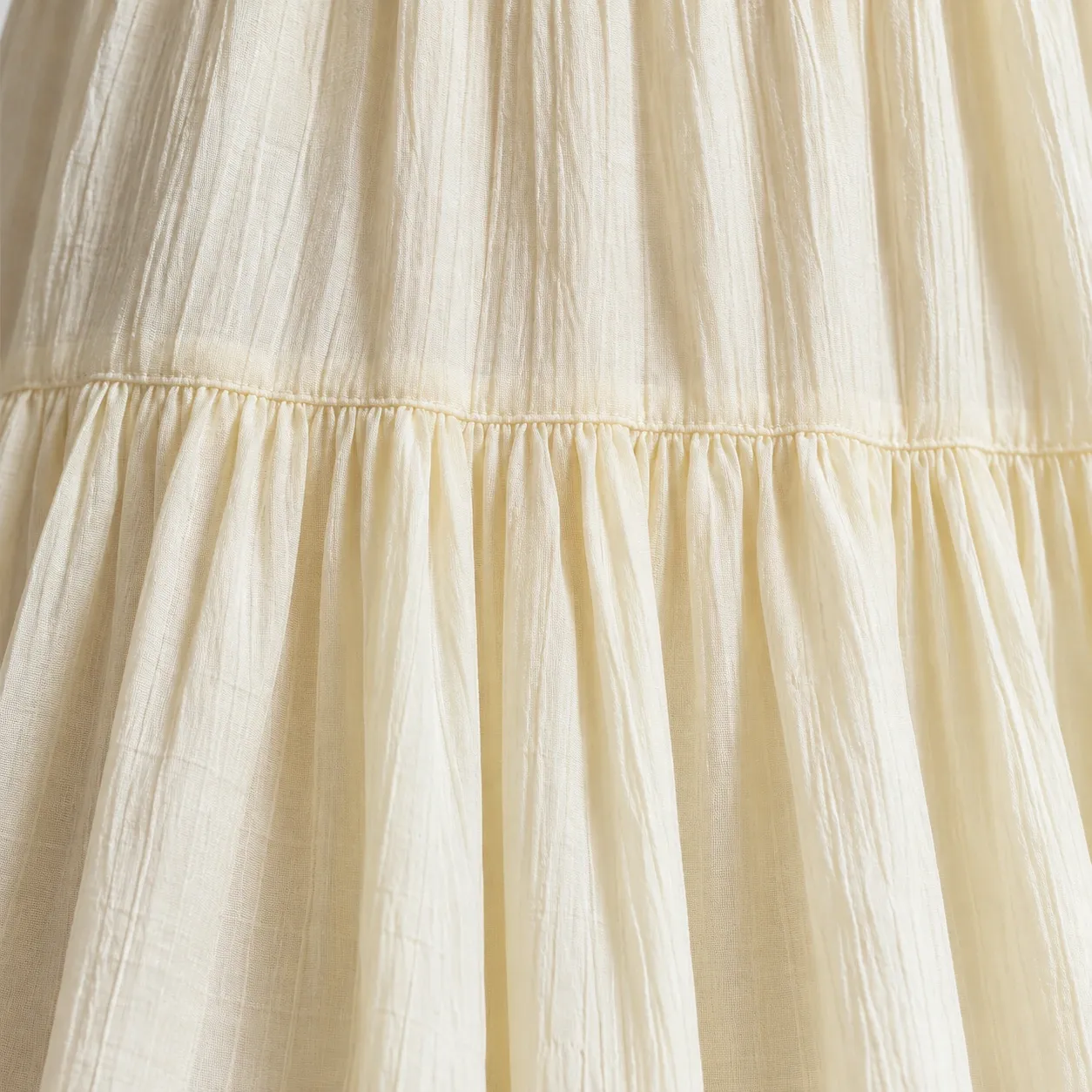 Apolline Tiered Wide-Leg Trousers - Apricot gathered seam and crinkled fabric; styling accessories not included