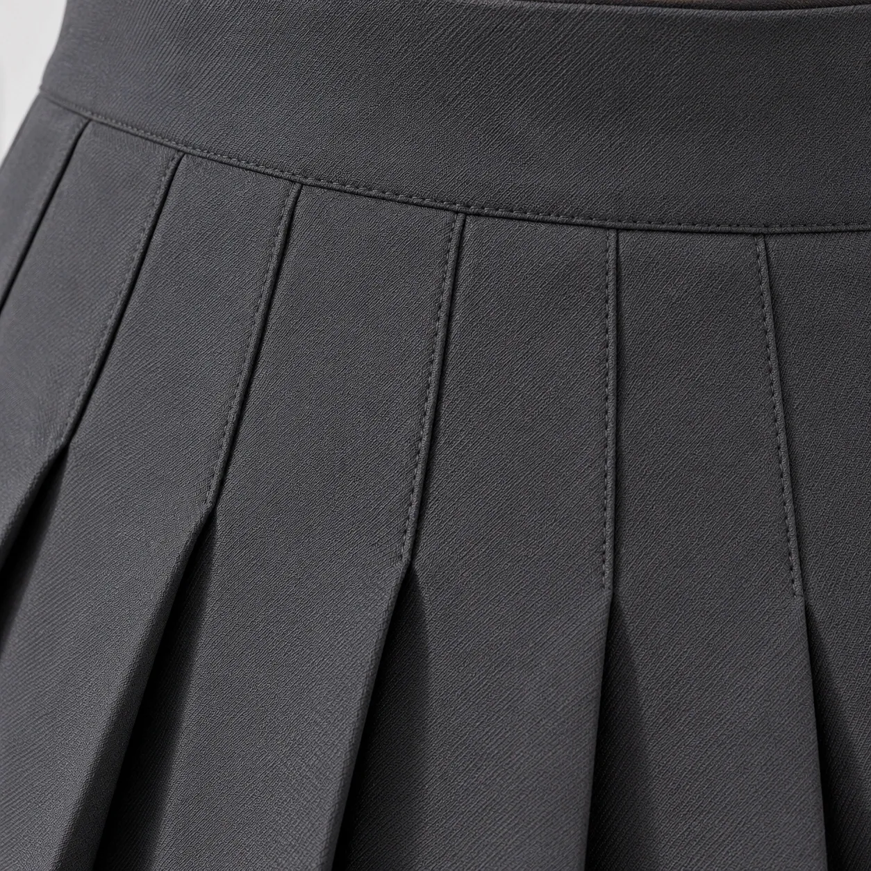 Violette Pleated Mini Skirt - Gray - Waistband Seam and Pleat Detail; styling accessories not included