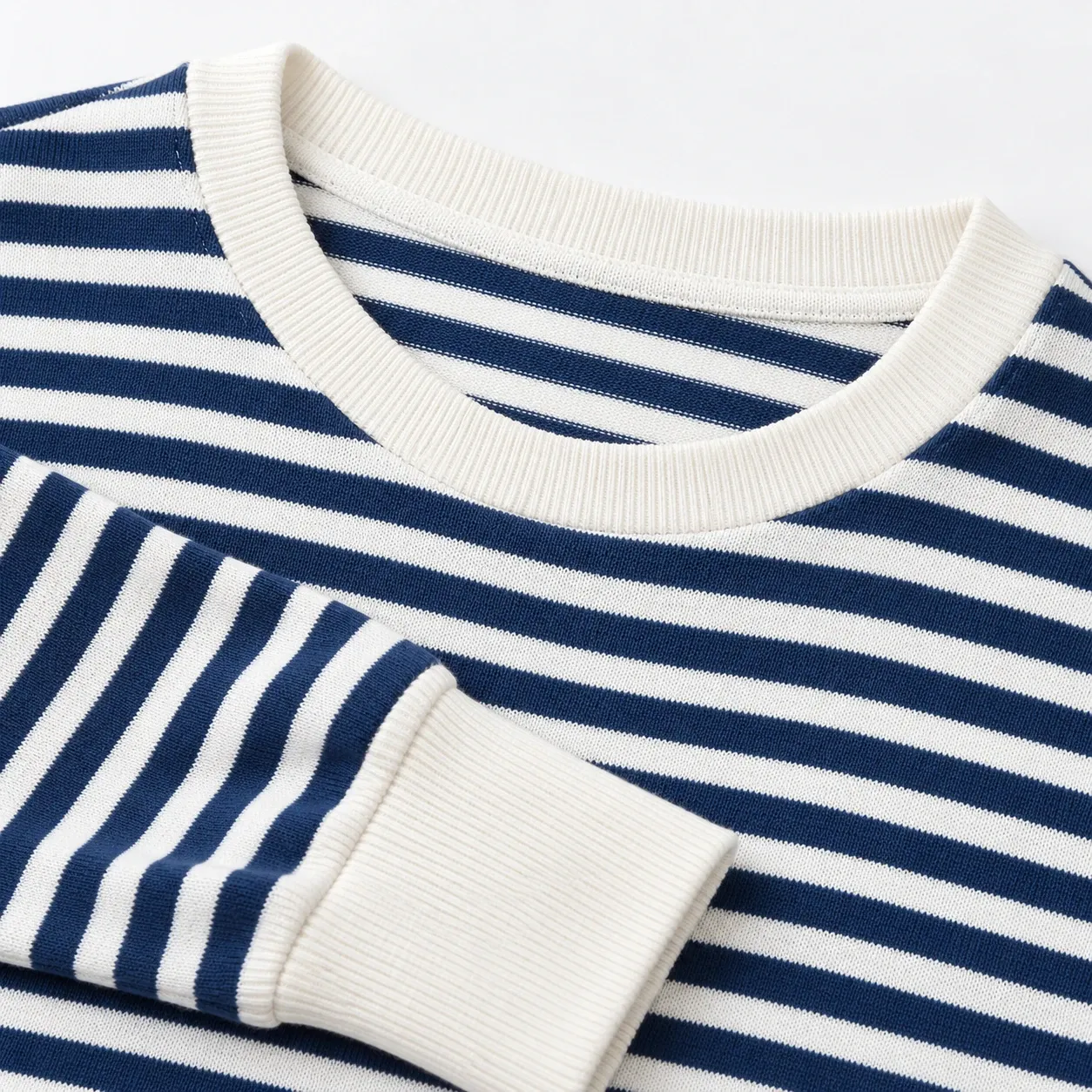 Leontine Striped Long Sleeve Top - Blue Stripe construction detail; styling accessories not included