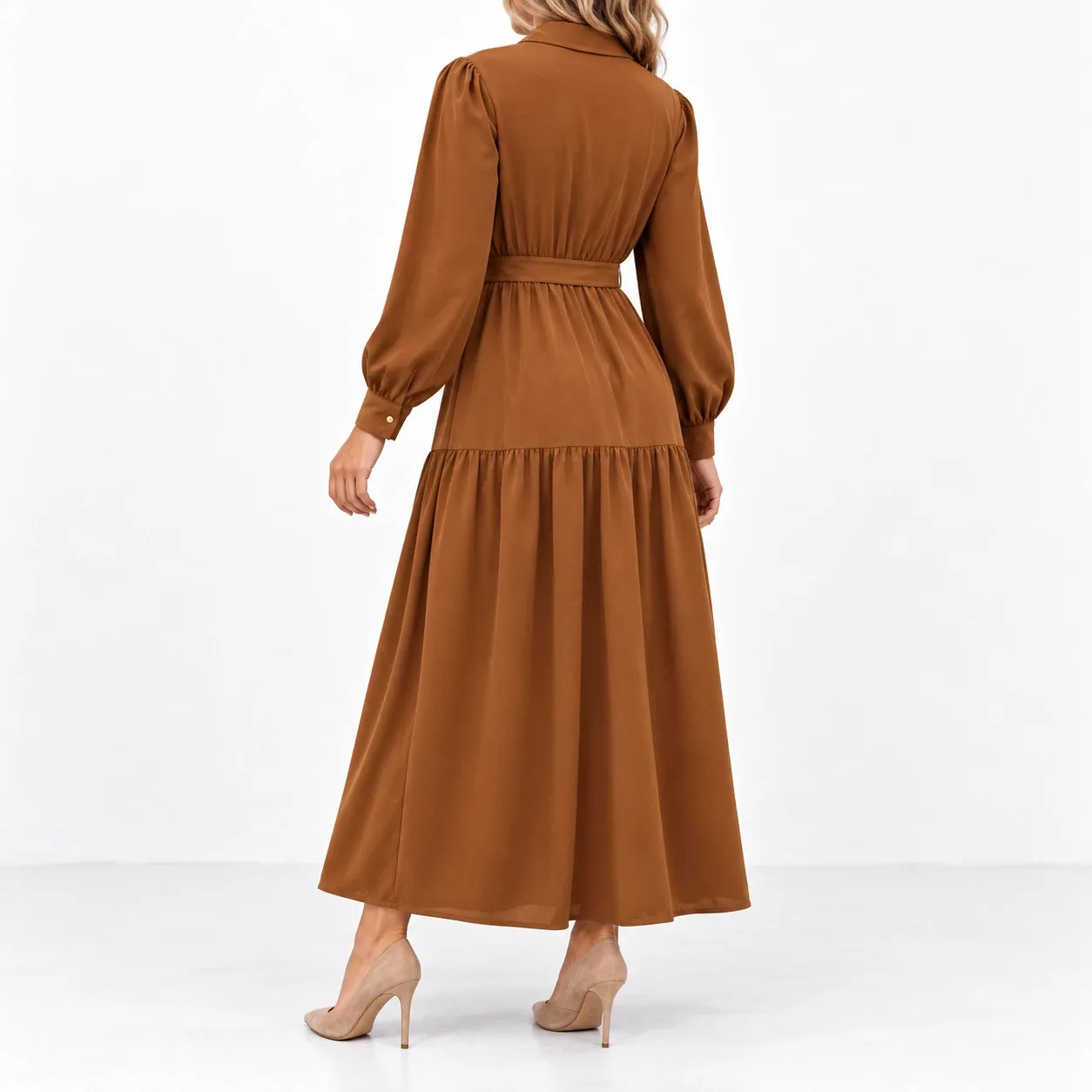 Celestiane Tiered Shirt Dress - Brown supported alternative fit; styling accessories not included