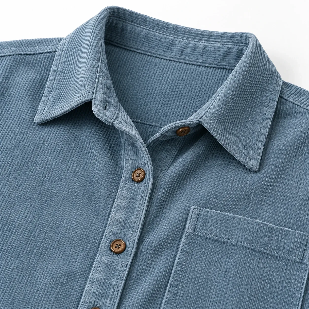 Odile Corduroy Pocket Shirt - Blue construction detail; styling accessories not included