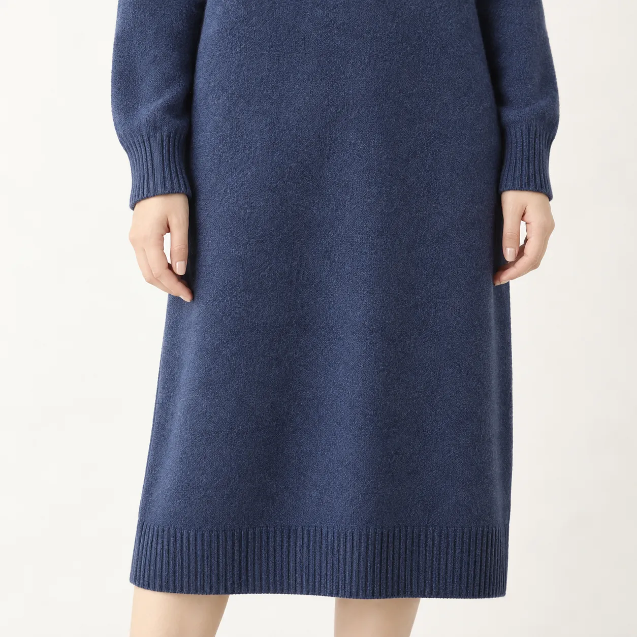 Celine Mock Neck Dress in Navy: detail photograph