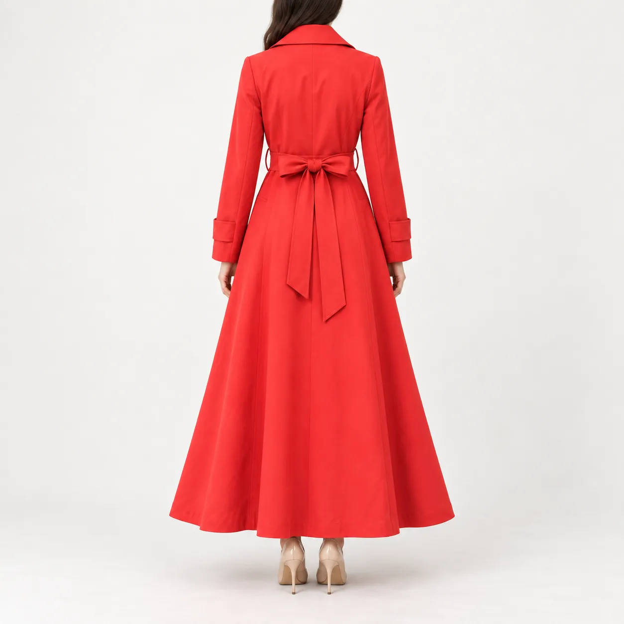 Adele Tie Waist Coat in Red: alternate photograph